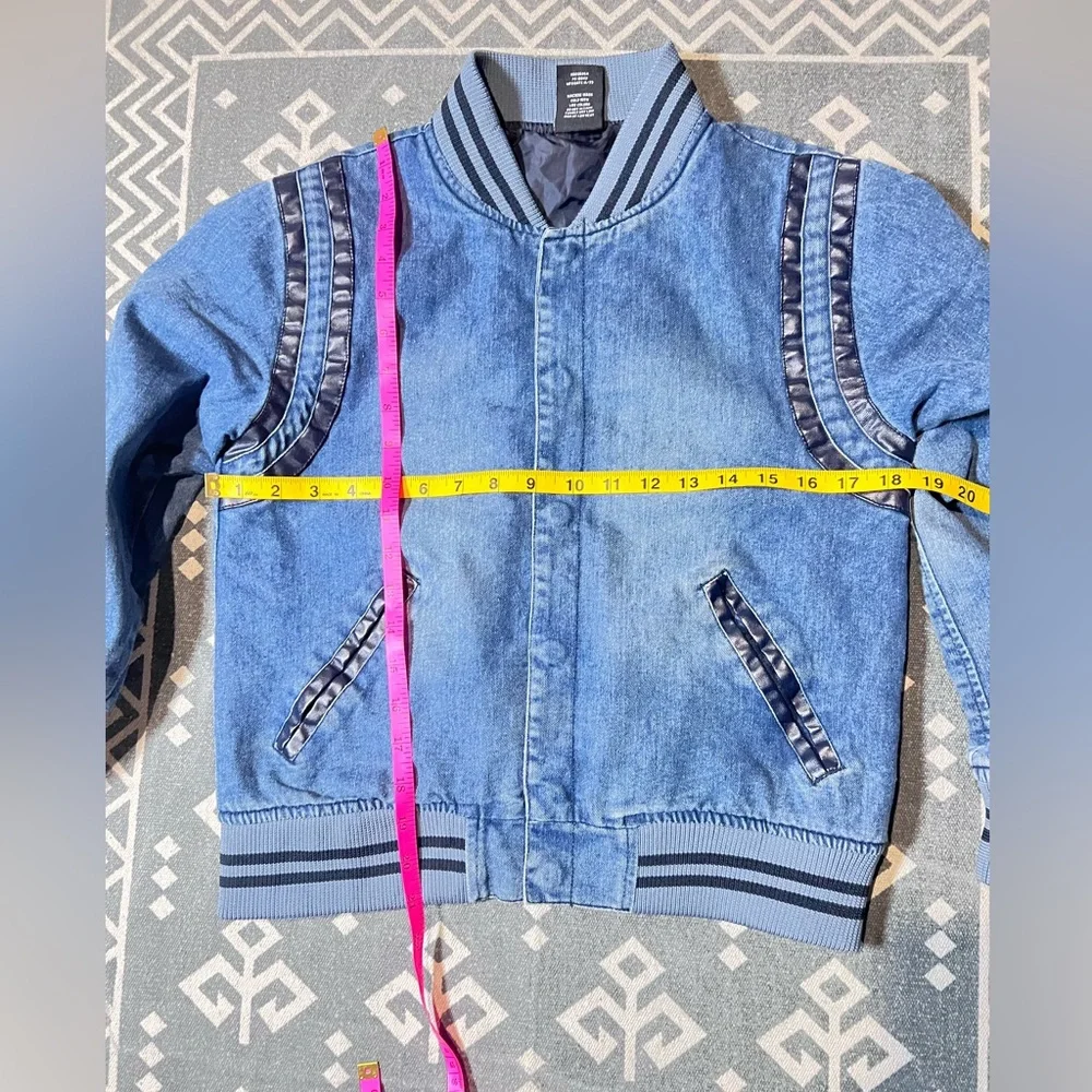 Ring of Fire big Kids Blue Jean denim varsity Jacket M